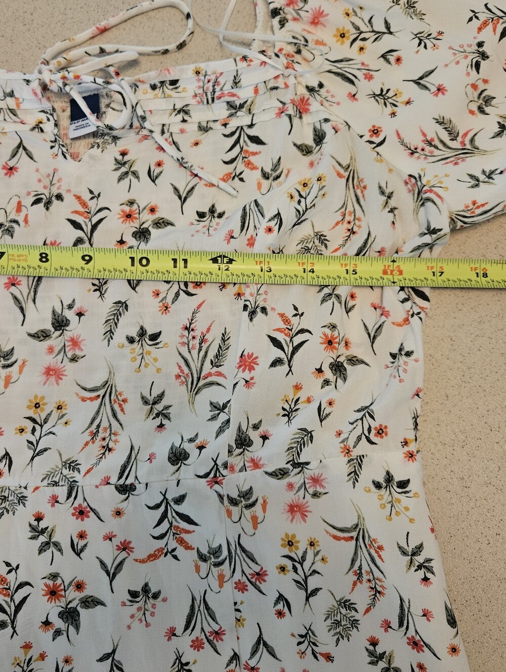 Old Navy SZ L NWT Floral Prairie Midi Dress Puff Sleeve Shirred Back Front Slit - Picture 7 of 11